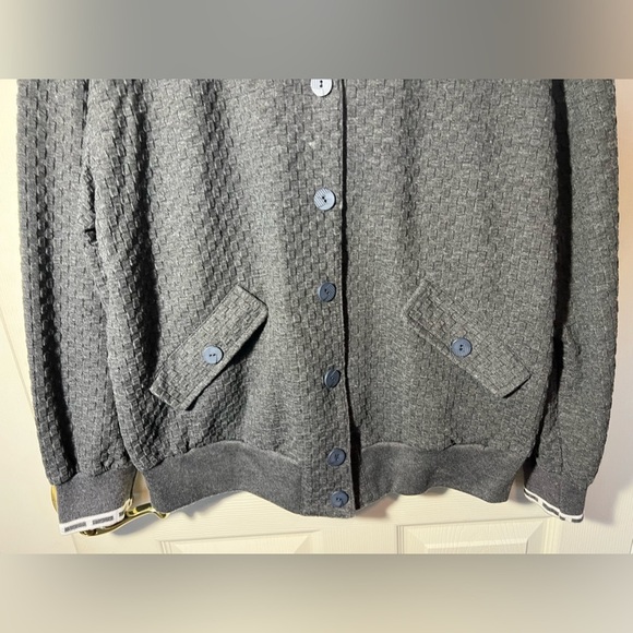 Vintage Bay Club Made USA Gray XL Button Cardigan Sweater Mr Rogers Pockets - Picture 4 of 12